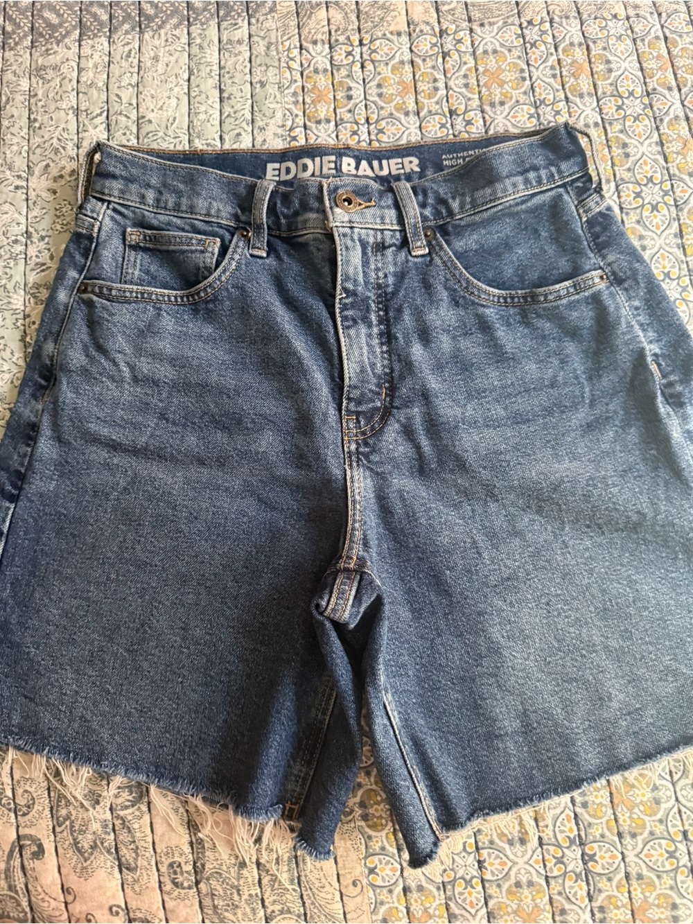 Eddie Bauer Dark Blue Denim Jeans with Tan Stitching